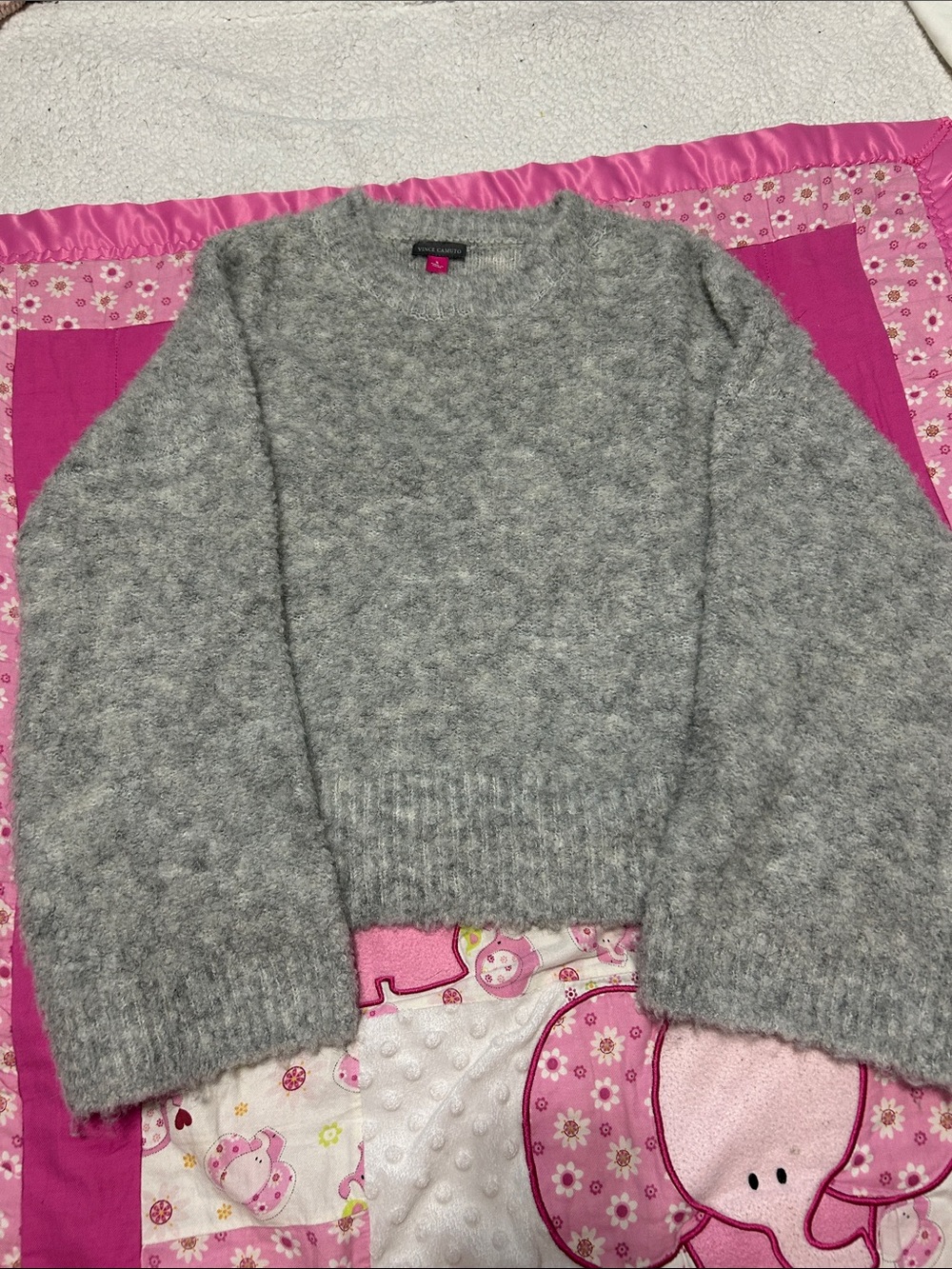Vince Camuto Heather Gray Plush Crewneck Sweater